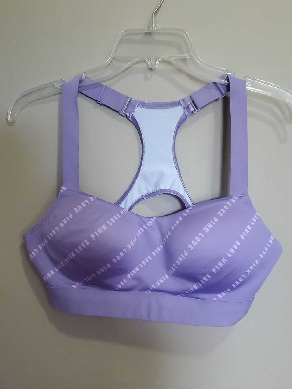 PINK Victoria's Secret Lavender Racerback Sports Bra - Supportive Comfort Size L